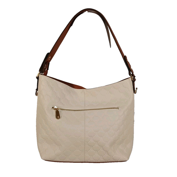 Bostanten Hobo Handbag Shoulder Tote Cream And Brown Gold Accents EUC - Picture 2 of 12